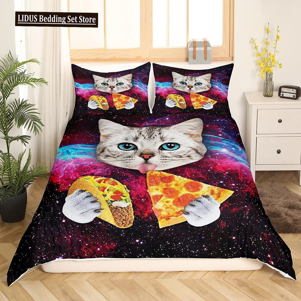 3D Cat Cute Kitten Pattern Duvet Cover Cat Kids Bedroom Decoration Cat Bedding Set For Women Girls Boys Gifts With Zipper 3Pcs