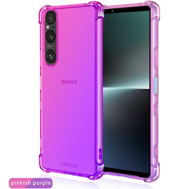 Gradient Silicone TPU Case for Sony Xperia 1 VI 10 V 5 IV III Protective Cover Shockproof Transparent Fundas Coque Capa