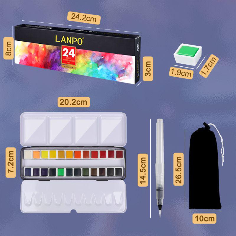 LANPO Acrylic Paint Set: 24 Colors, Waterproof, Beginner-Friendly, Boxed for DIY Projects