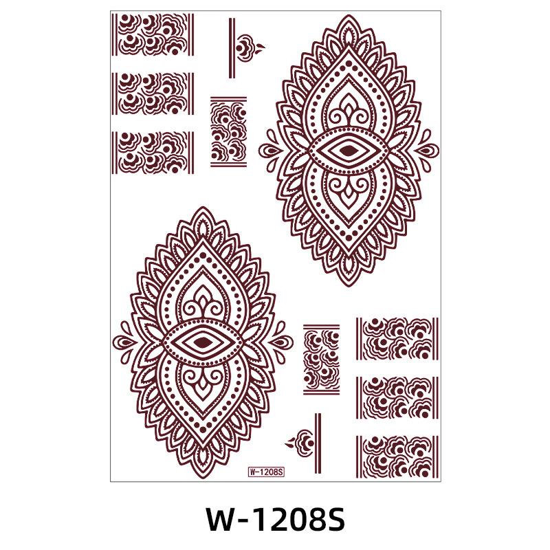 Tattoo Sticker North African Henna Brown Red Lace Tattoo Sticker Henna Tattoo