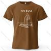 I'm Fine Funny Printed Men's T-shirt Oversized Simple Cartoon Graphic T-shirt for Women Tops T-shirt Streetwear
