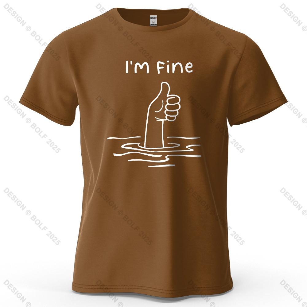 I'm Fine Funny Printed Men's T-shirt Oversized Simple Cartoon Graphic T-shirt for Women Tops T-shirt Streetwear