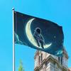 1pc Multi-size Humorous Astronaut Moon Flag - Starry Night Design, Durable Polyester Material, Suitable for Holiday Celebrations and Garden Decoration
