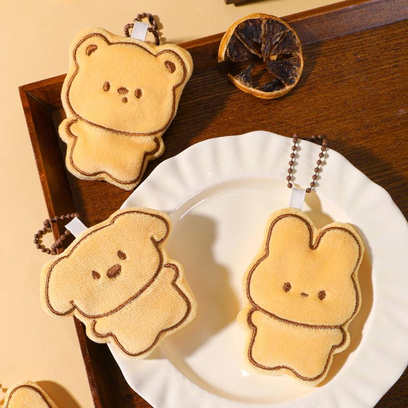 1/2Pcs Cute Cartoon Simulation Biscuit Bear Plush Pendant Keychain Kawaii Stuffed Doll Backpack Pendant Decorative Accessories