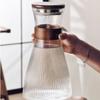 1600ML High Borosilicate Glass Cold Water Pitcher,Large Capacity Heat Resistant for Juice Cold Brew Home with Wooden Lid-Premium