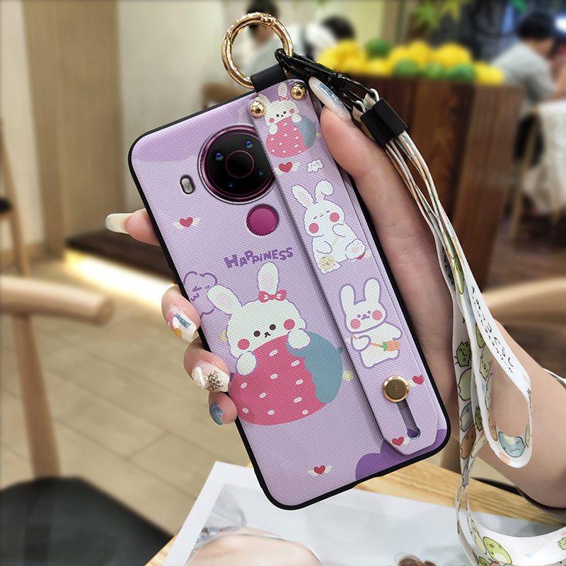 Fashion Design Phone Holder Phone Case For Nokia 5.4 Wrist Strap Cartoon Lanyard Protective Anti-knock Anti-dust Ring