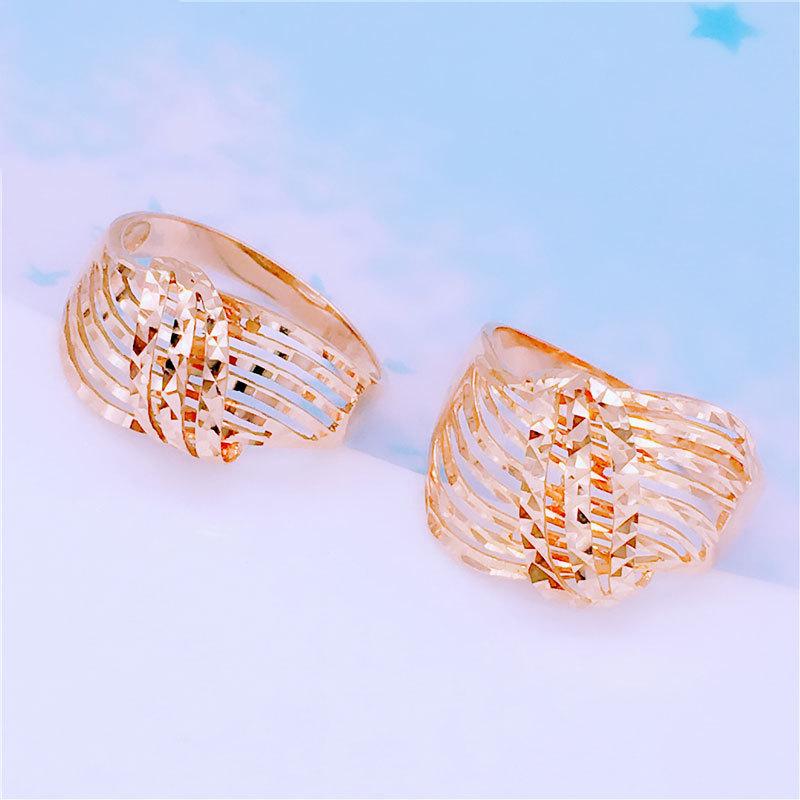 Purple Gold Wide Version Shiny Hollow Ring Fashionable Rose Gold Plated Gold Live Ring