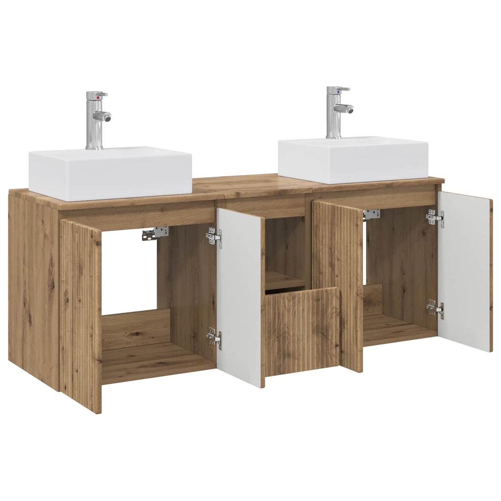 Bathroom Cabinet Set 3 Pcs. Artisan Oak 129 X 41 X 79.5 Cm