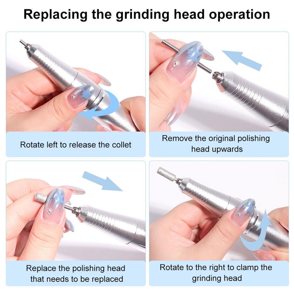 Handheld Nail Drill Electric Manicure Machine Cordless Portable Rechargeable Professional Polisher File Tool