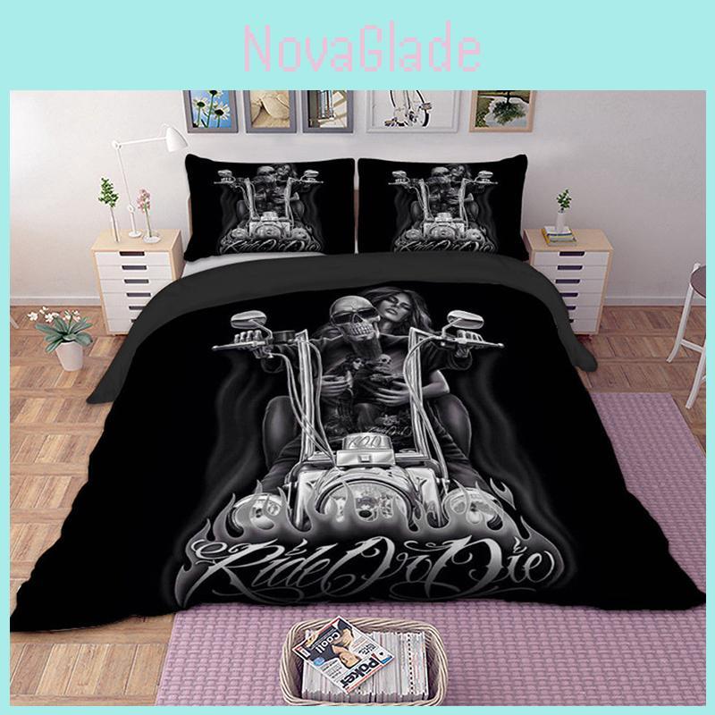Timeless Skull Duvet Set Quilt Cover Bedding With Classic Black And White Appeal