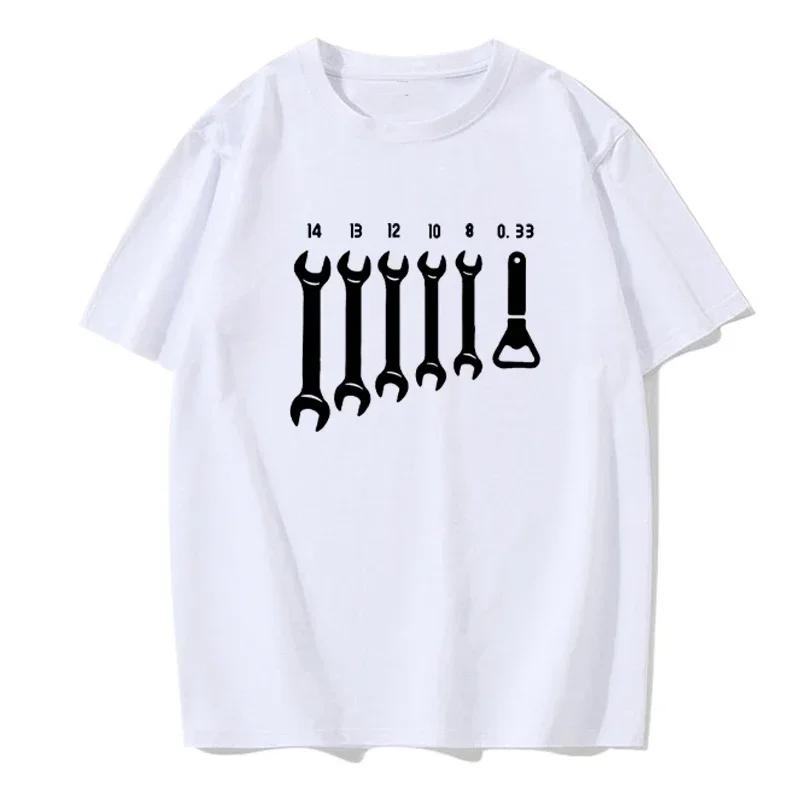 Vintage Screw Wrench Opener Mechanic T-Shirts Men Car Fix Engineer Cotton Tee Short Sleeve Funny T Shirts Top Tee Men's Clothes