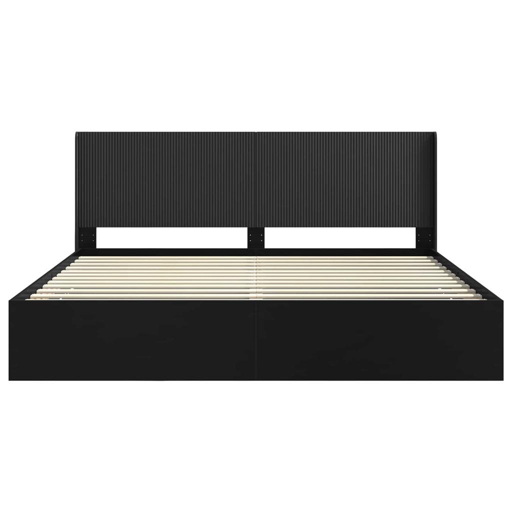 Bed Frame with Storage and Headboard Black 180 X 200 Cm