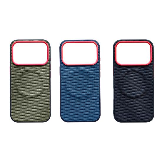 Phone Case for IPhone 17 Pro/Pro Max Stain-resistant Phone Cover Woven Texture Protective Case with Magnetic Charging