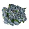 18Heads Mini Poeny Artificial Flower Multicolor Green Leaves Decorative Flower Scene Landscaping Photo Props