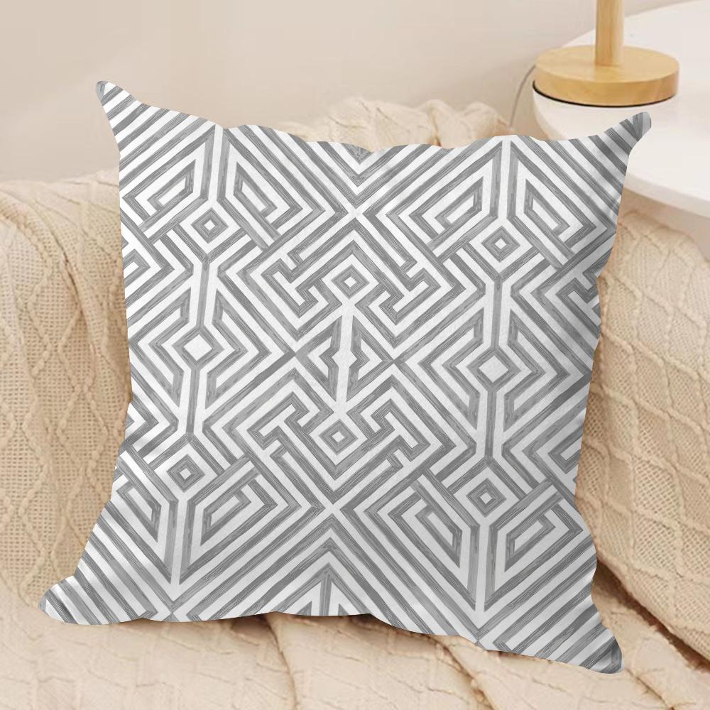 Gray Nordic Geometry Cushion Cover Soft Plush Fabric DoubleSided Printed Cushion Covers for All Seasons Modern HomeDecor Gift