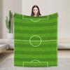 Soccer Field White Line Grass Background Soft Blankets Decorative Plush Throw Blanket Fun Couch Bed Flannel Bedspread Sofa Bed