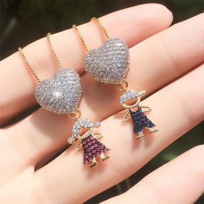 Trend Necklace Female Creative Color Zirconium Cute Doll Pendant Personalized Love Necklace Pendant