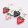 Compact Studded Strawberry Car Keychain PU Leather Accessory Handmade Key Chain Accessories For Everyday Use
