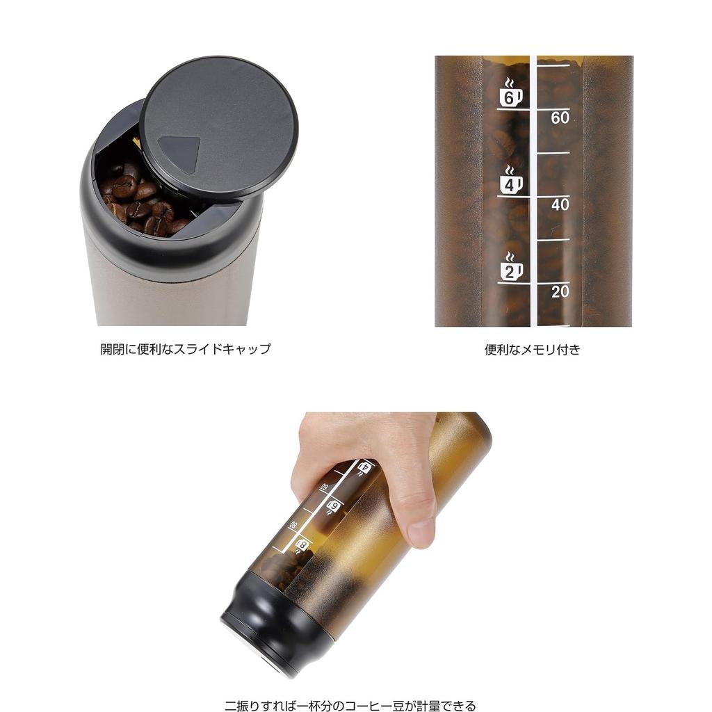 CAPTAIN STAG (CAPTAIN STAG) Coffee Coffee Beans Measuring Canister No Measuring Spoon Required Made In Japan UW-3572 60 X Height 170mm