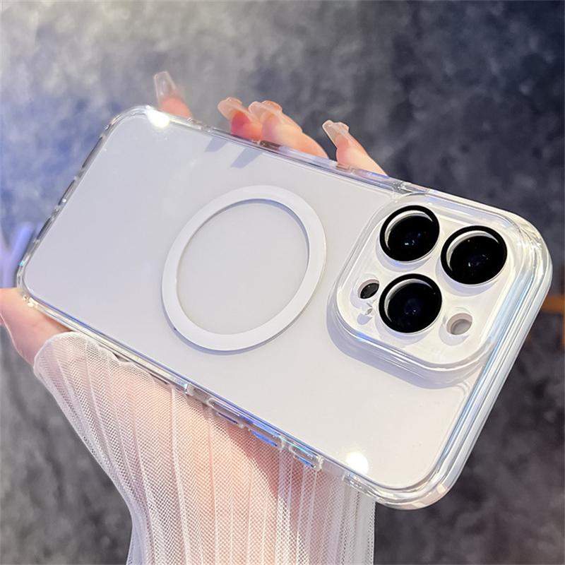 For Magsafe Case For iPhone 17 16 15 14 13 Pro Max Magnetic Transparent Wireless Charge Phone Cases For iPhone Air 16 Plus Cover