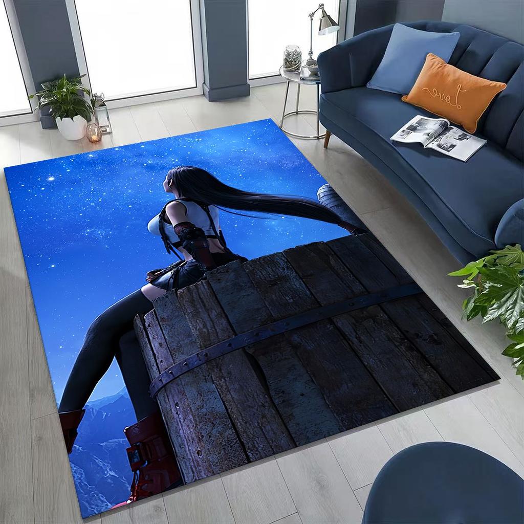 Cartoon Final Fantasy Sephiroth Cloud Tifa Game Rug for Bedroom Living Room Sofa Home Doormat Decor, Large Non-slip Floor Mat