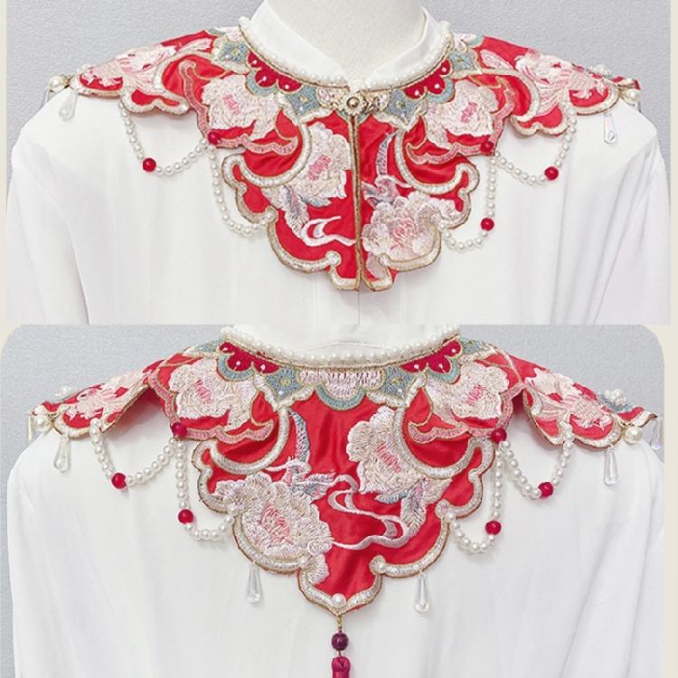 Chinese Embroidered Floral False Collar for Girl Sweater Dress Clothes Decorative Collar with Tassels Sewing Applique