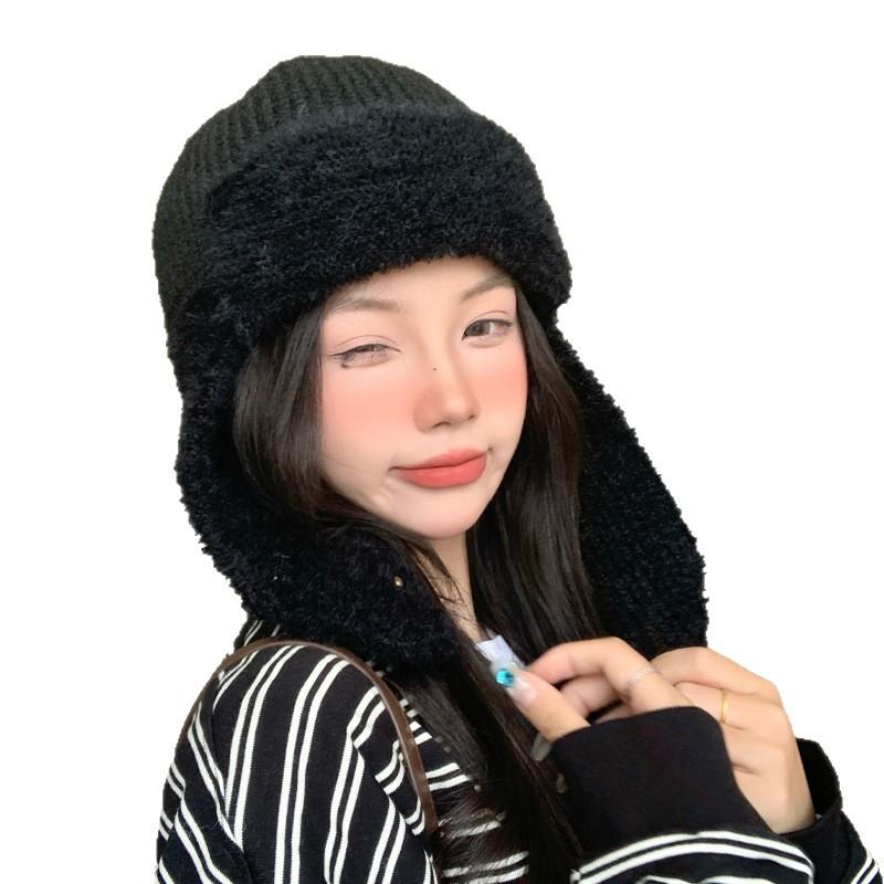 Women's Autumn and Winter New Plush Lei Feng Hat Outdoor Windproof Ear Protection Hat Fashionable Casual Bag Head Hat