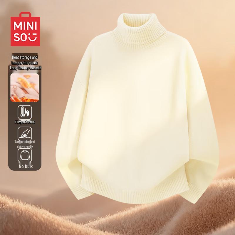 

MINISO Men s Soft Fleece Lined Turtleneck Sweater 3XL