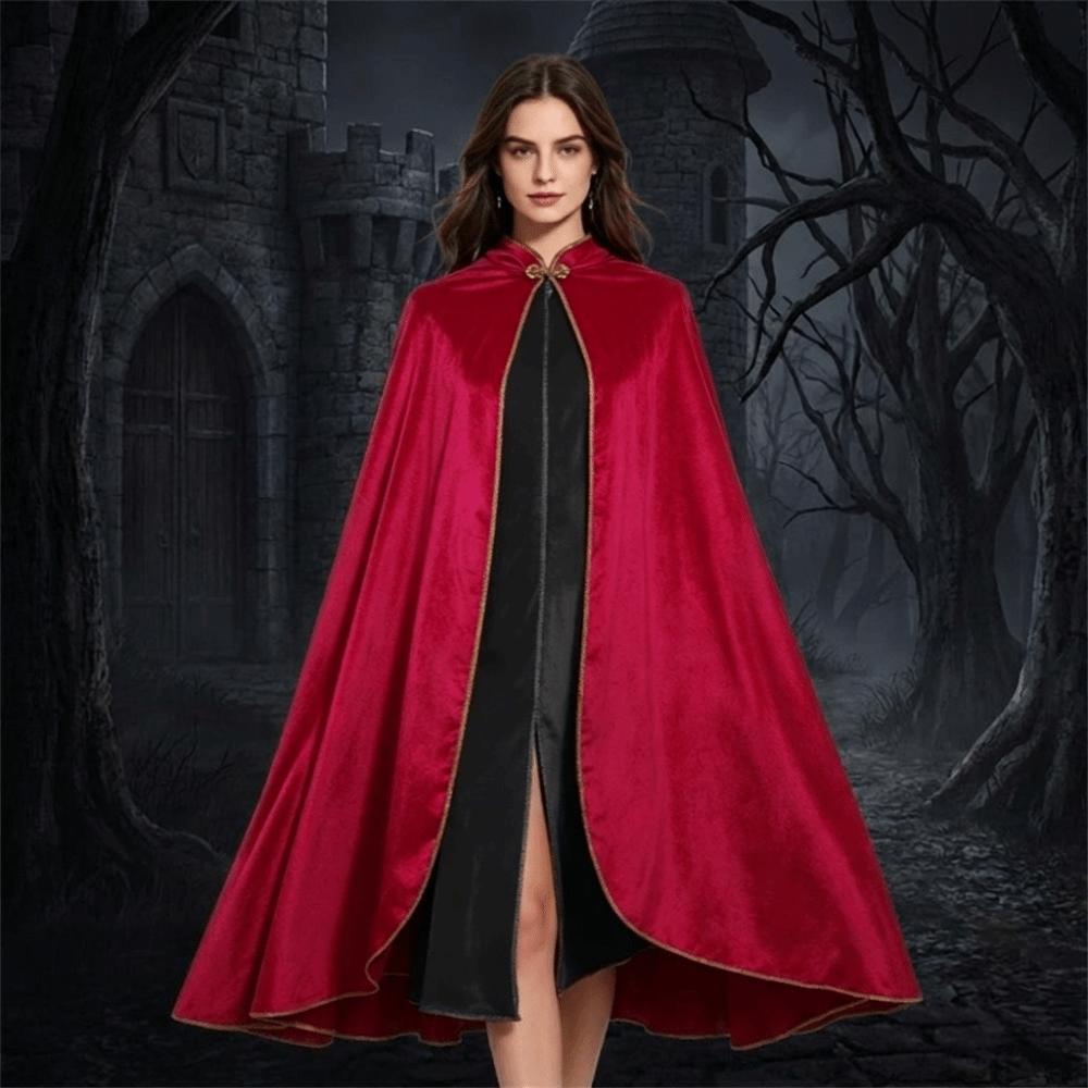 Washable Durable Gothic Costume Cape Golden Trim Velvet Cape Funny Halloween Cloak  Halloween