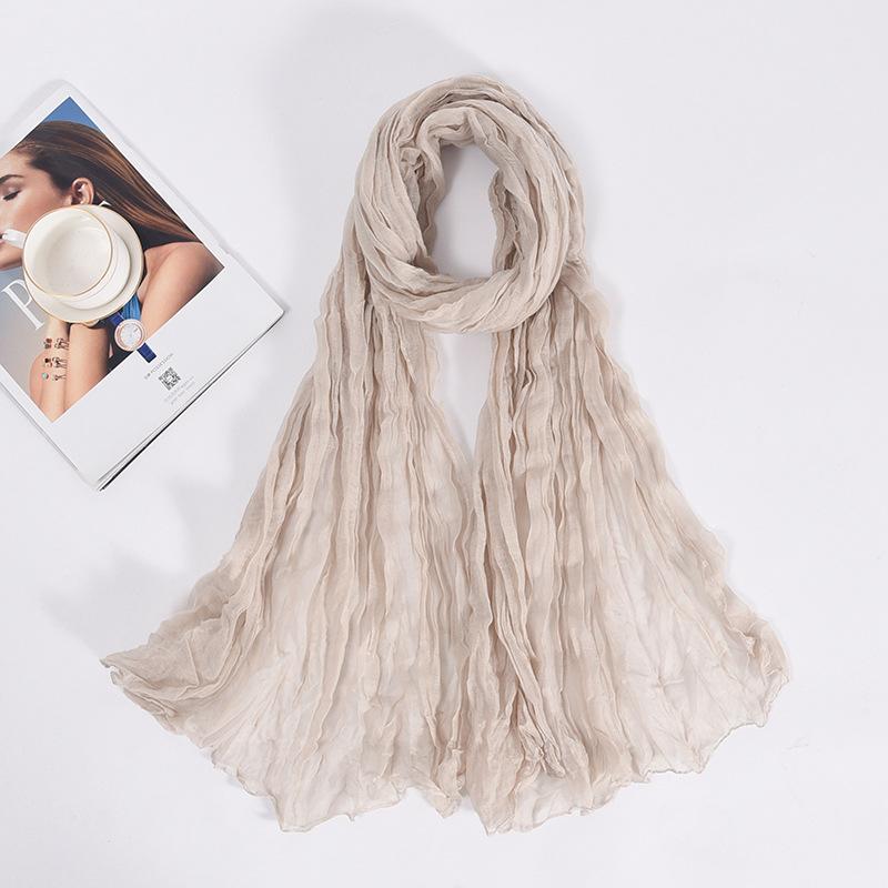 90x180cm Candy Color Wrinkle Women Scarf Vintage Fashion Retro Long Scarf Female