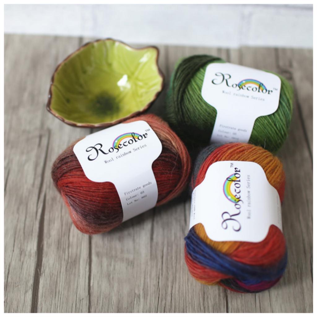 China Factory  Gradient Rainbow Dyed Woolen Yarn Hand-Woven for Knitting Weaving Sewing Clothes Hats Scarves