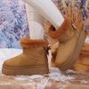 Botas de Neve Femininas 2026 Novas Botas de Plataforma de Inverno Femininas Sapatos Quentes de Algodão Peludo Engrossados Planos Antiderrapantes Confortáveis Botas Femininas