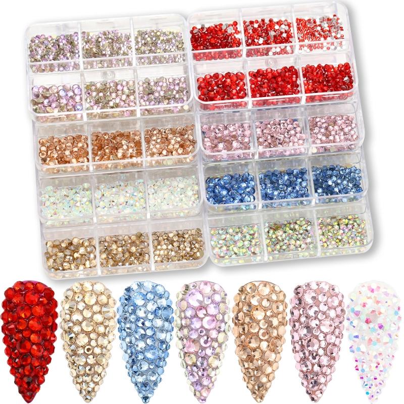 Glitter Rhinestones AB-Flat Back Shiny Stones Nail Art Decoration Mixed Sizes Nail Gems Crystal Strass Accessories