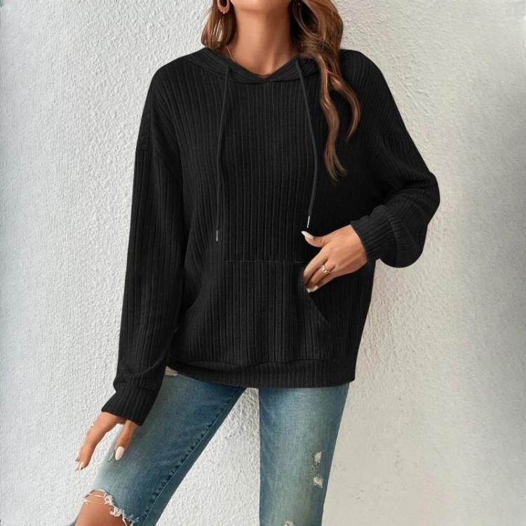 Winter Autumn Casual Hoodie Loose Knitwear Pullover with Kangaroo Pocket