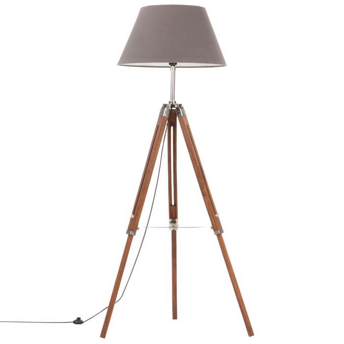 VidaXL Lampadaire à Trépied Marron Lampe sur Pied Lampe à Piédestal Salon Salle de Séjour Maison Intérieur Miel et Gris 141 288078