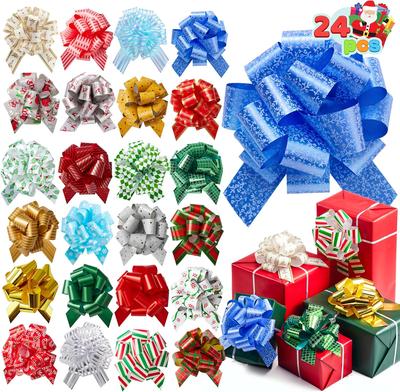 Christmas Pull Bows Ribbon Wide Gift Wrapping Tags Boxing Day Holiday Dcor JOYFY PCS 48 with 5 for Entertaining Play Safe Kid Friendly Fun
