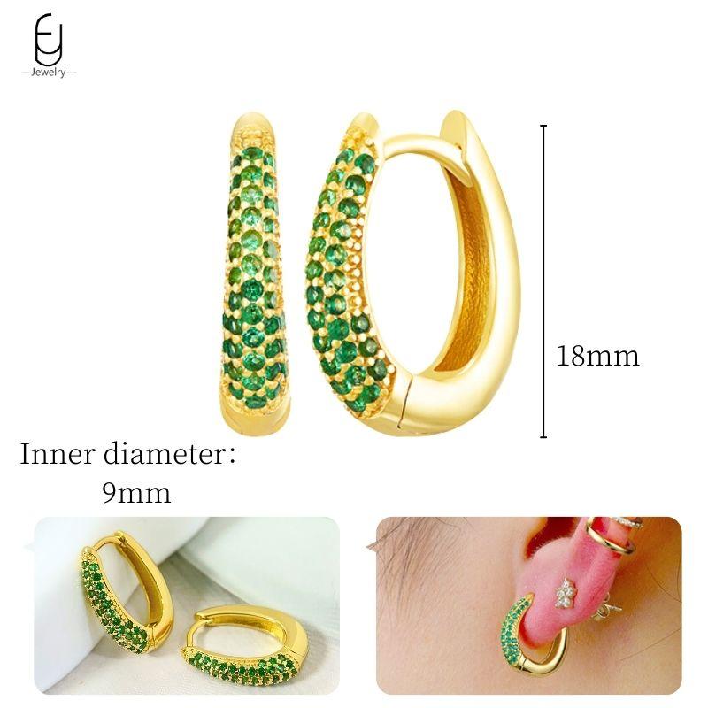 925 Silbernadel Grüne Zirkon Gold Ohrringe Herz Creolen für Damen Zarte Steckerohrringe Luxuriöser Schmuck Geschenke