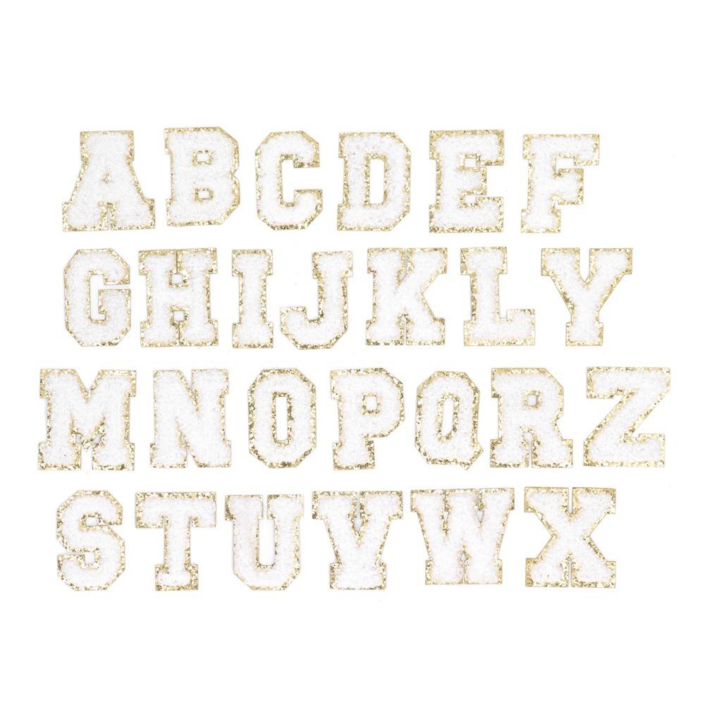 26pcs Embroidered Design Letter Patches White DIY Patches Embroidered Patches Bags Decoration