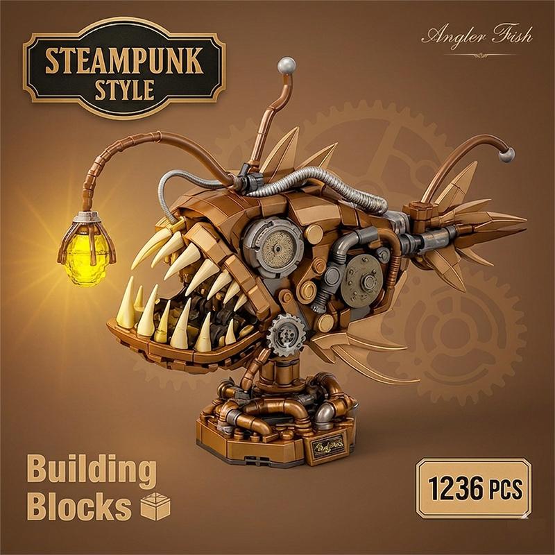 Interesting Toys Unisex Anglerfish Building Blocks Sets 1236Pcs Deep Sea Monster Mechanical Fish 3D Model Moc Bricks Toys Adult Kid Collectible Gifts