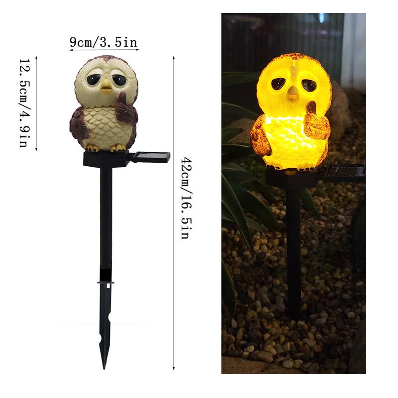 Solar-Powered Owl and Parrot Resin Stake Lights for Outdoor Garden Decoration