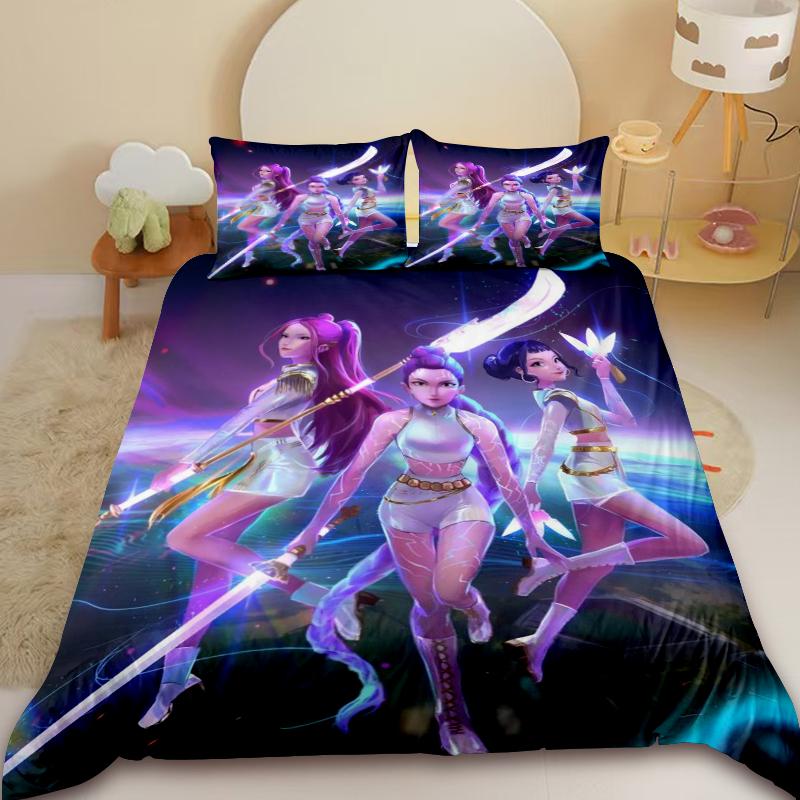 Комплект пододеяльника Saja Boys KPop D-Demon H-Hunters Комплект постельного белья Чехол для одеяла Подарок с 2 наволочками Декор спальни US Full200x230cm