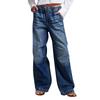 Women's Casual Fashion Retro Mid-rise Wide-leg Pleated Loose Jeans Straight Pants
