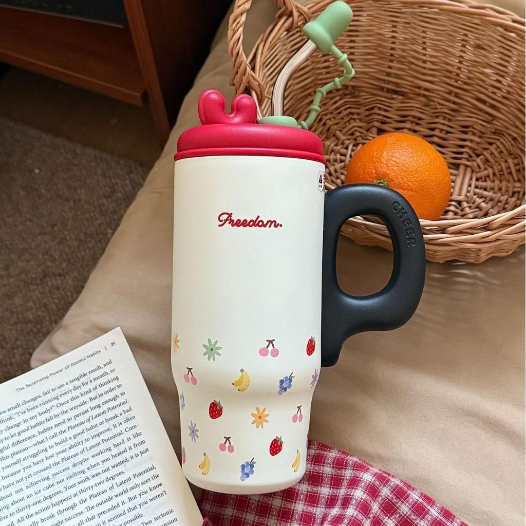 Large Capacity Ceramic Inner Insulated Mug With Straw For Office And Travel Use
