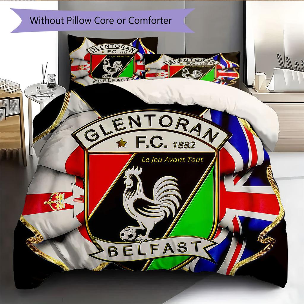 Glentoran History Bedding Quilt Set Quilt Cover Pillowcase Home Decoration Birthday Gift (1 * Duvet Cover + 2 * Pillowcase, Without Core)
