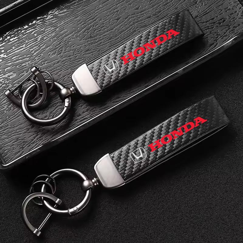 Carbon Fiber Style Car Keychain Microfiber Leather Key Chain For Honda Fit Civic Accord 7 8 9 10 Pilot City Jazz CRV HRV EB1