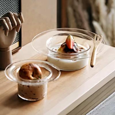 Multifunctional Transparent Glass Bowl Decorative Straw Hat Shaped Yogurt Bowl Household Juice Cup Breakfast