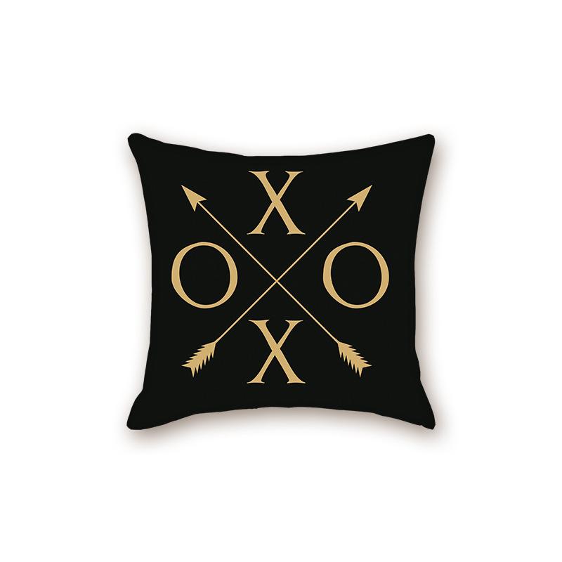 

New Black Modern Simple Letter Series Sofa Cushion Pillow Cover Bedside Bedroom Backrest Pillow linen-45x45cm double-sided [without pillow core]