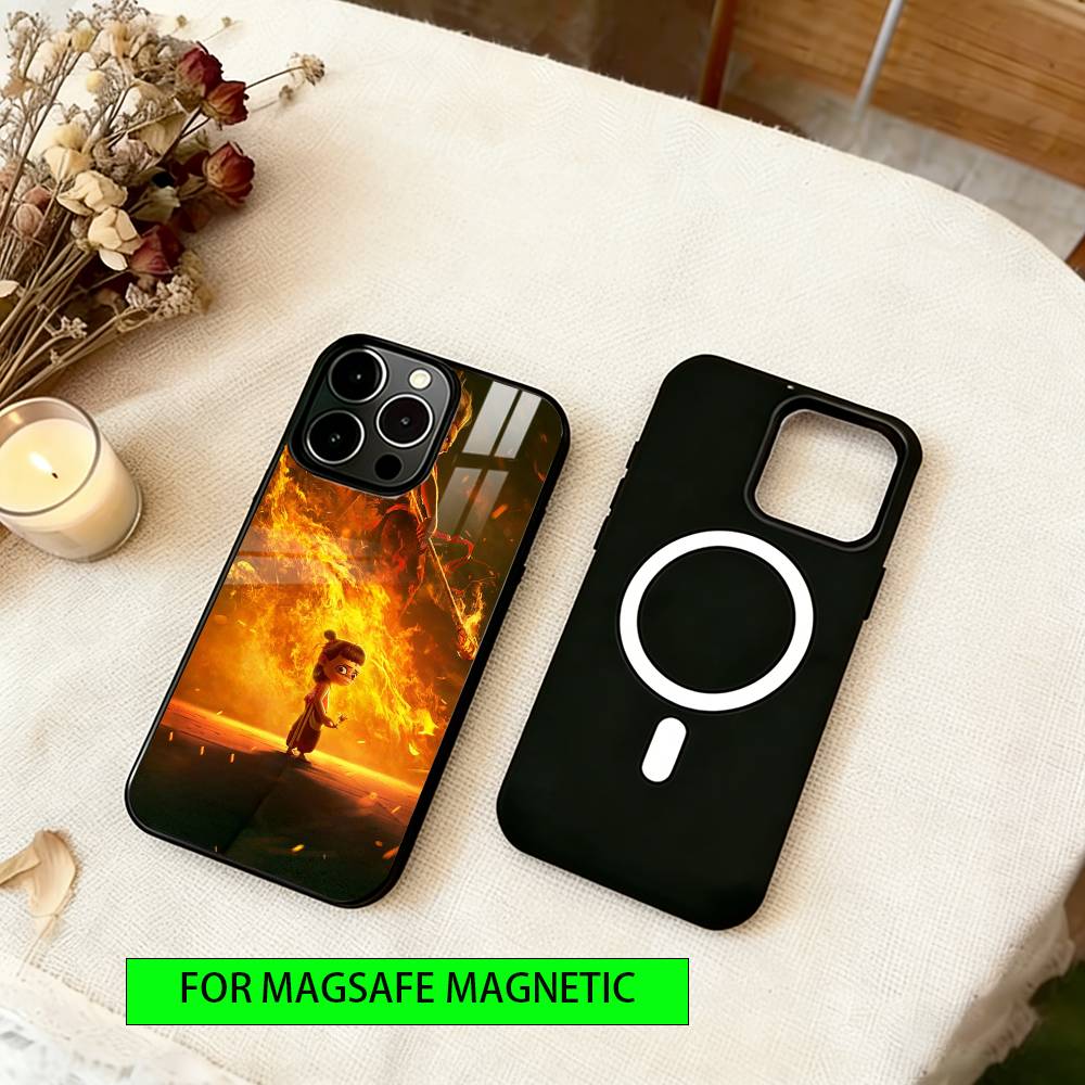 Epic Nezha Phone Case For iPhone17,16,15,14,13,12,11 Plus,Pro Magnetic For Magsafe Wireless Charging