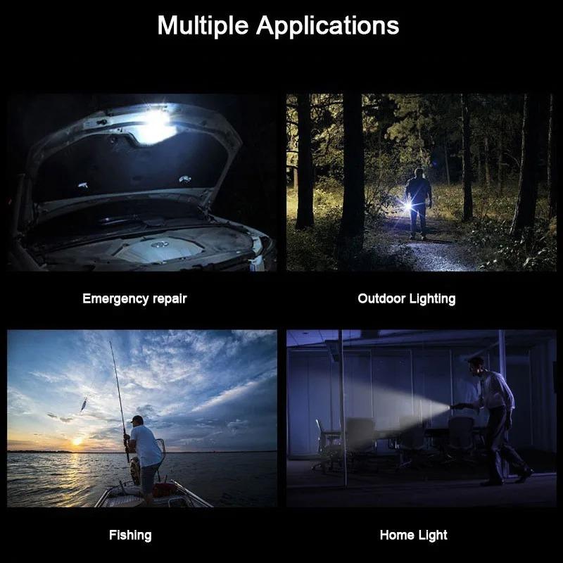 LED Strong Light Flashlight Rechargeable Multi Functional For Long Range Portable Outdoor Home Mini Flashlight Cap Clip Light