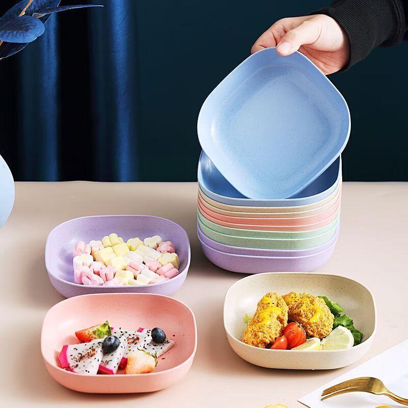 Japanese Style Square Wheat Straw Snack & Bone Dish